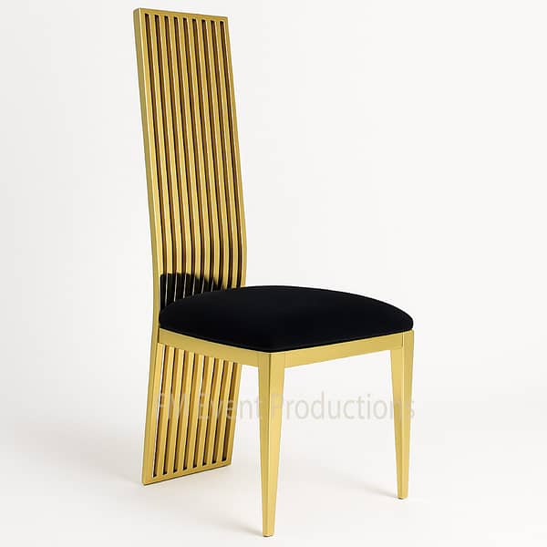 Gold High Back Black Chair Rental