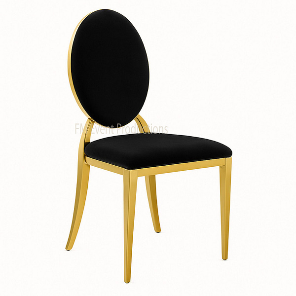 Gold Stainless Steel Dior Black Dining Chair Rental