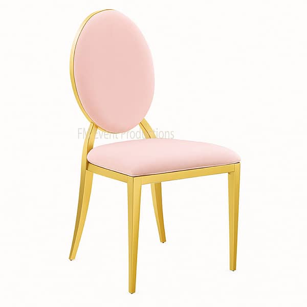 Gold Stainless Steel Dior Blush Pink Dining Chair Rental