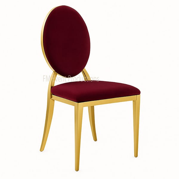 Gold Stainless Steel Dior Burgundy Dining Chair Rental