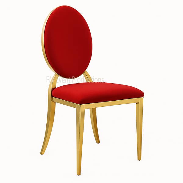 Gold Stainless Steel Dior Red Dining Chair Rental