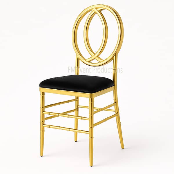 Gold Infinity Stainless Steel Black Dining Chair