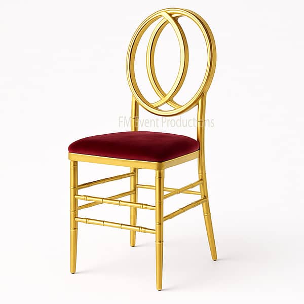 Gold Infinity Stainless Steel Burgundy Dining Chair